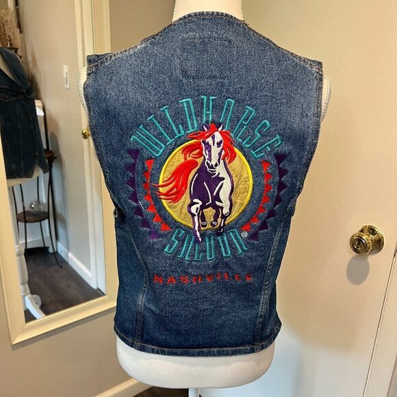International Denim Vintage Embroidered Vest Wildhorse Saloon, Size Small - Picture 1 of 12